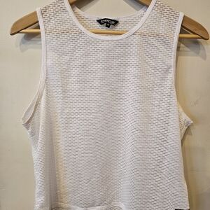 Bebe White Mesh Tank Top